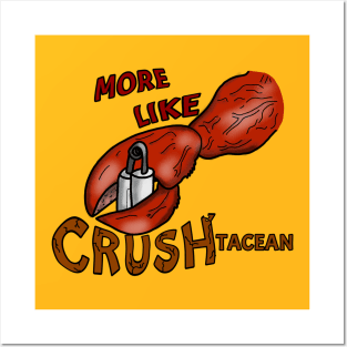 CRUSHtacean - crab / lobster claw and hand gripper - word art - digital art. Posters and Art